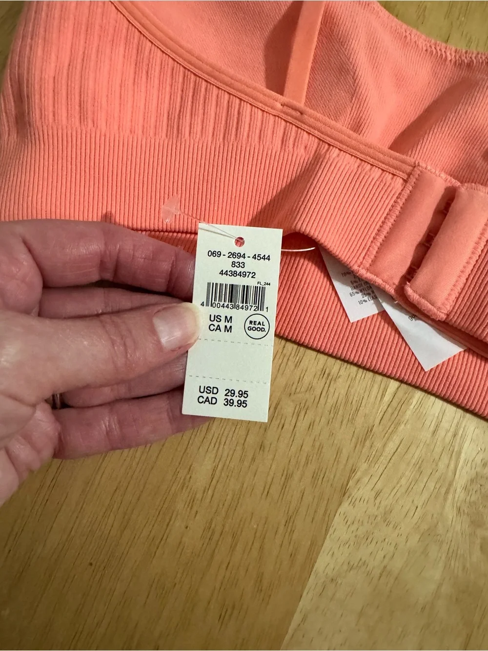 Aerie Superchill Seamless Rib Padded Scoop Bralette- Medium NWT- wild peach 🍑 - Picture 3 of 6